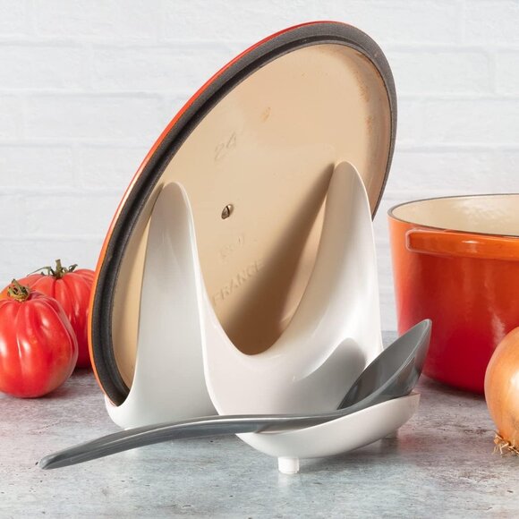 Hutzler 1 Pot Lid Stand With Spoon Rest BPA Free Plastic Dishwasher Safe Aqua - Picture 3 of 3